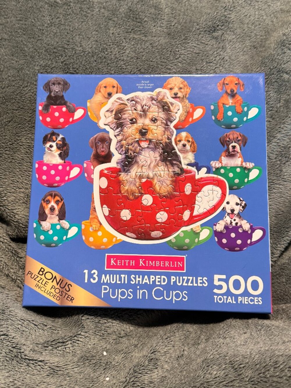 Cra-Z-Art Keith Kimberlin "Pups in Cups" 13 Multi-Shaped Jigsaw Puzzles